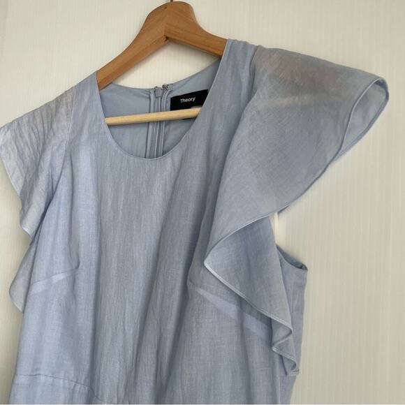 🆕 Theory Organic cotton baby blue midi dress NWT size 2 flowy short sleeves - Picture 6 of 11